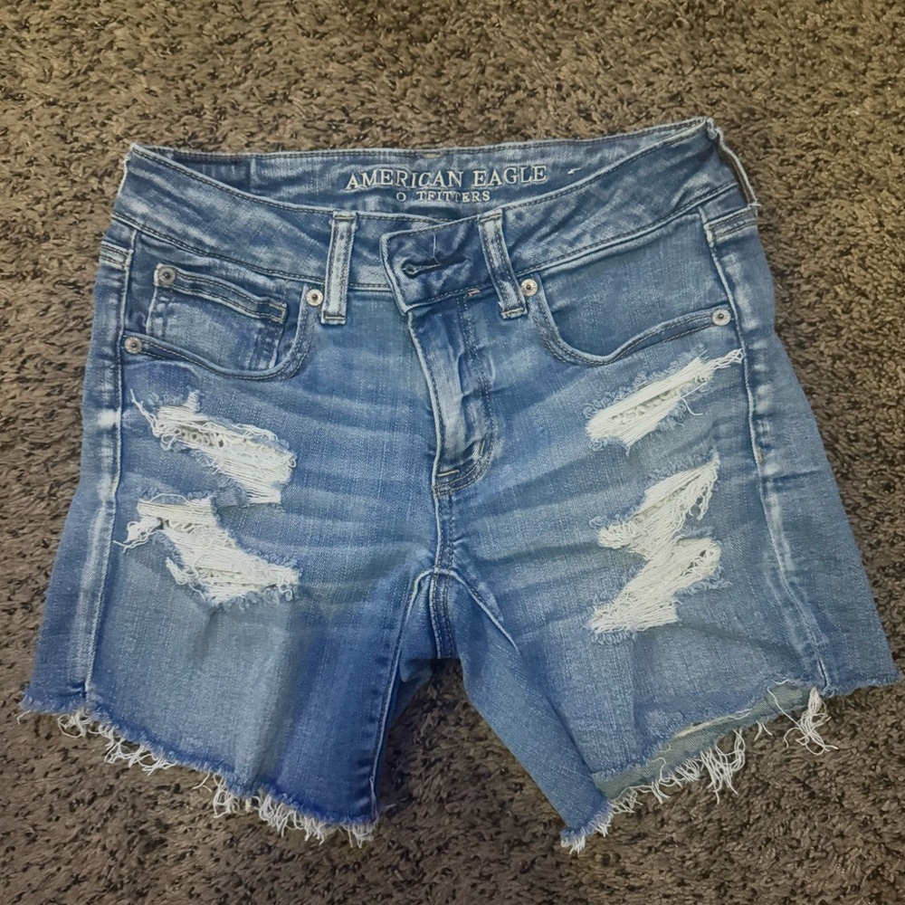 American Eagle Outfitters Distressed Blue Jean Shorts